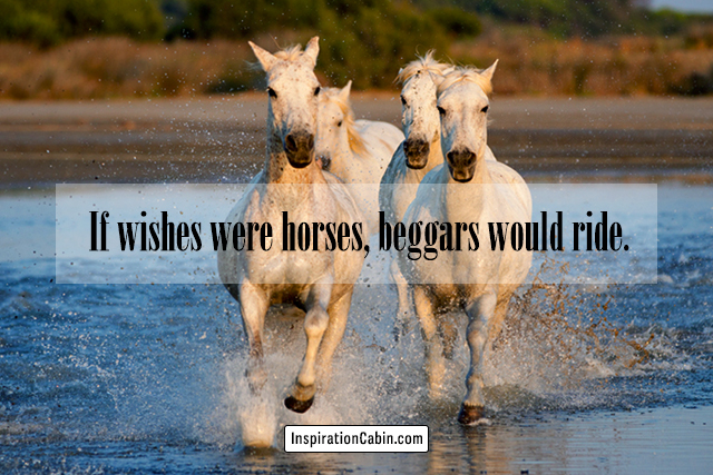 If wishes were horses, beggars would ride.