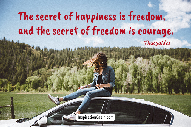 The secret of happiness is freedom, and the secret of freedom is courage.
