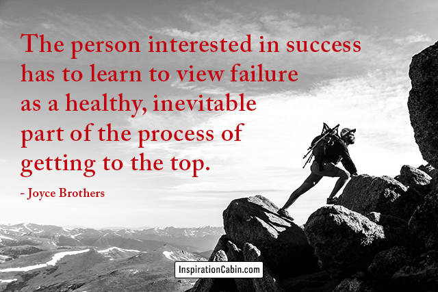 The person interested in success has to learn to view failure as a healthy, inevitable part of the process of getting to the top.