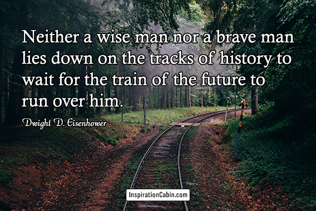 Neither a wise man nor a brave man lies down on the tracks of history to wait for the train of the future to run over him.
