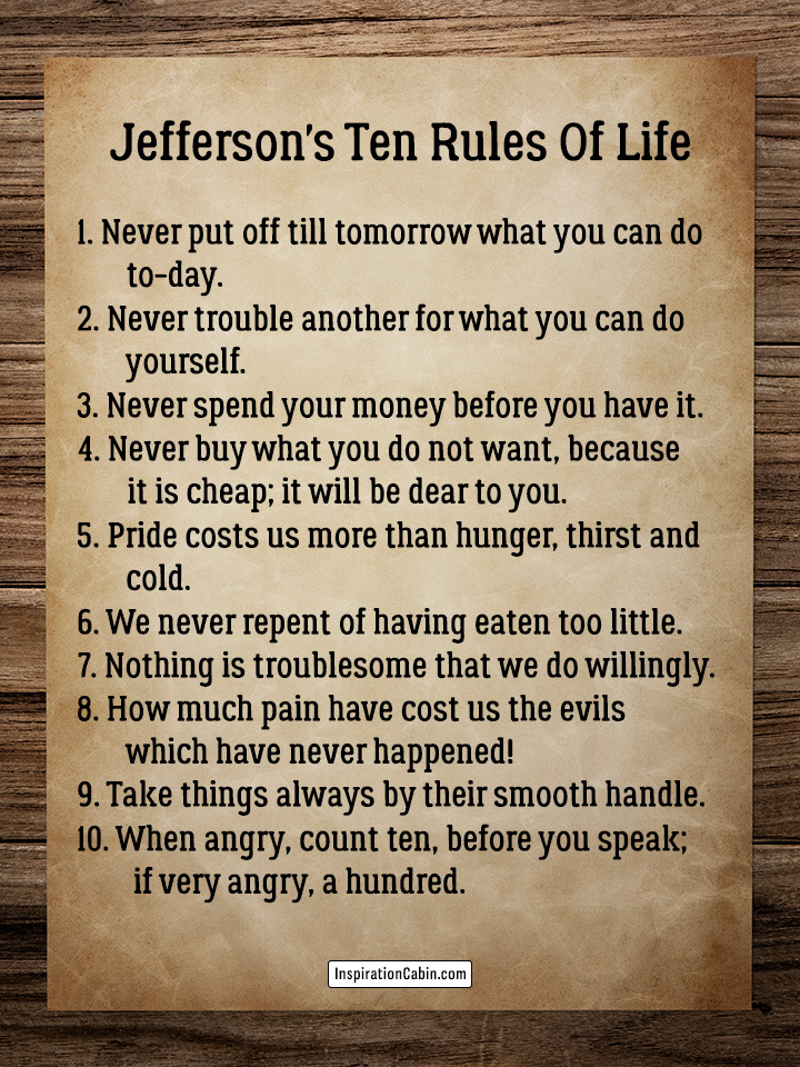 Jefferson's Ten Rules Of Life