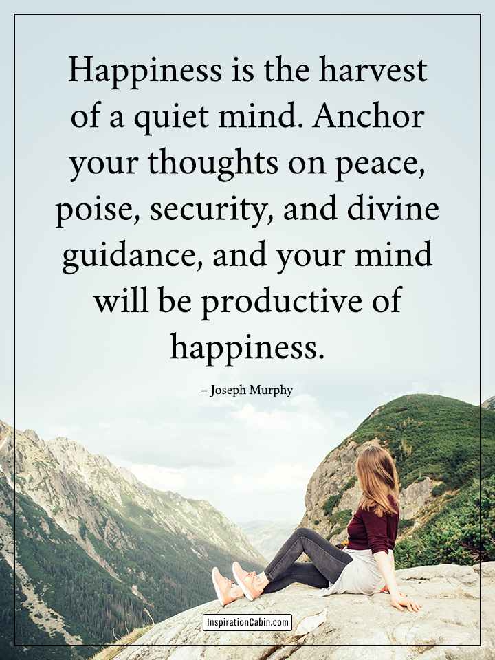 Happiness is the harvest of a quiet mind.